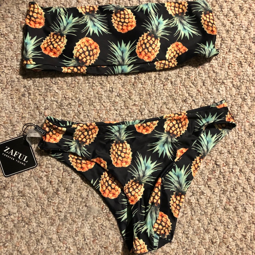 Zaful pineapple bandeau bikini